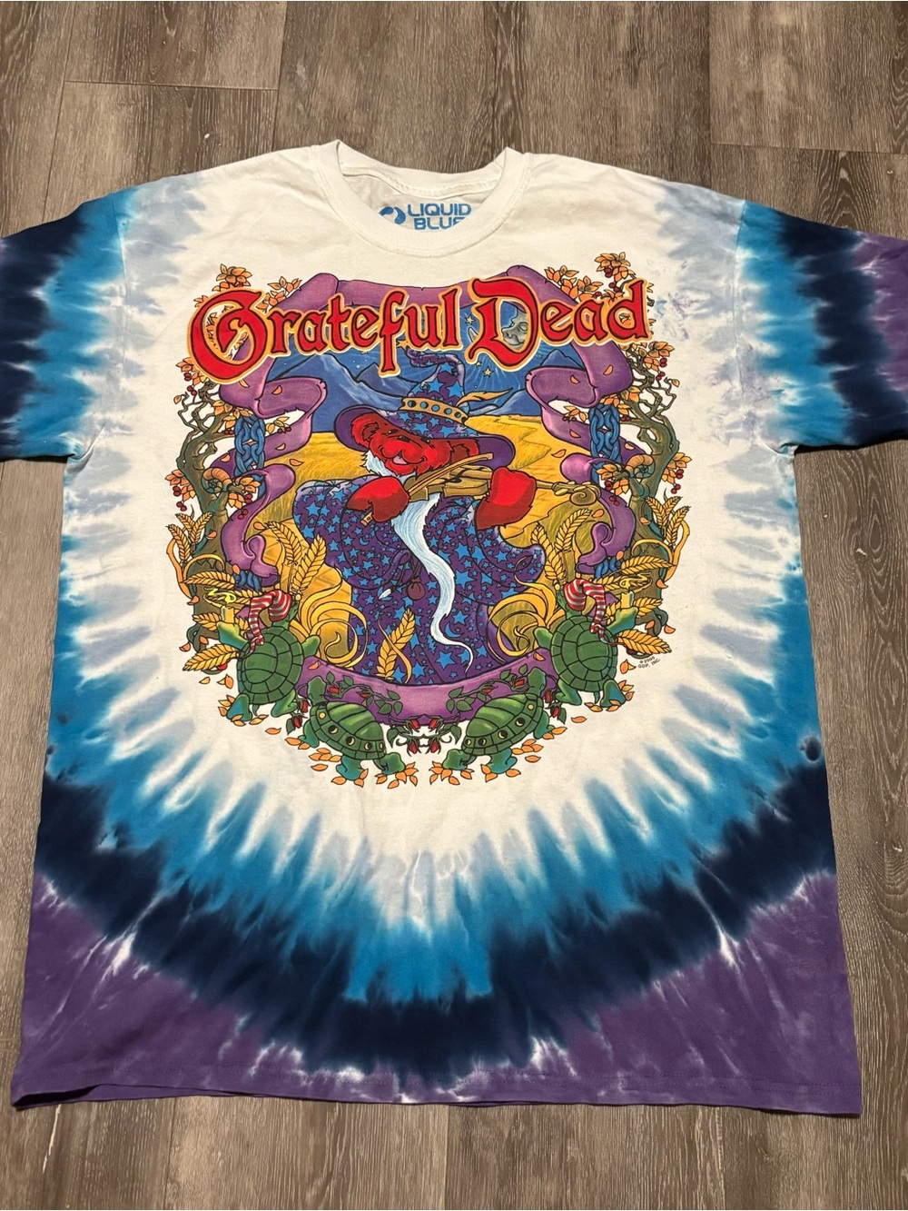 Vtg Y2K 2000 Grateful Dead Liquid Blue Terrapin Moon Tie Dye T Shirt Men's L